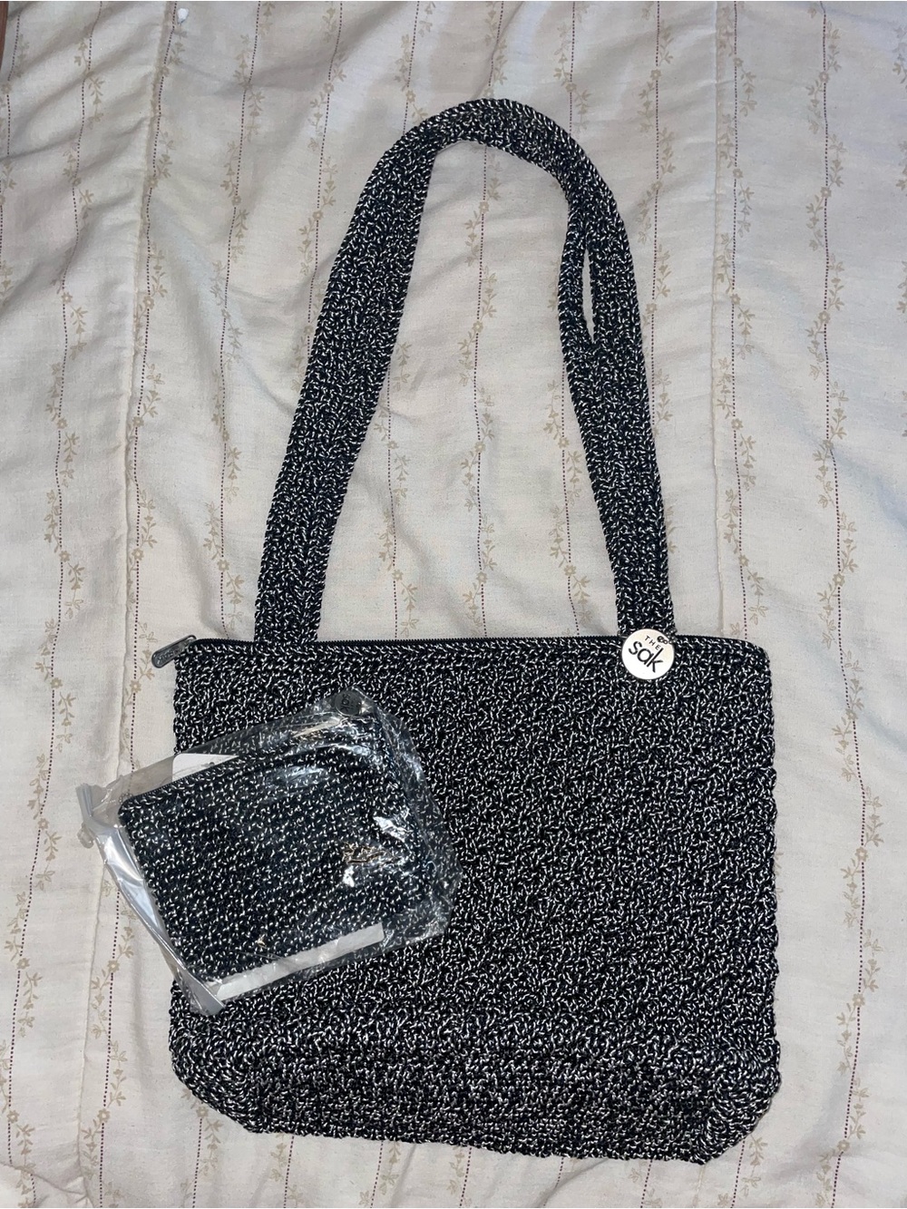 The Sak Black White shoulder purse super rare salt pepper NWT